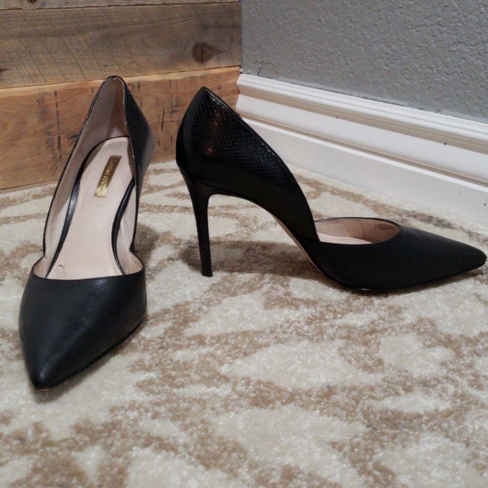 Matte Black and Snake Skin Pumps